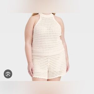 Universal Thread Open Work Halter Tank Top Crewneck